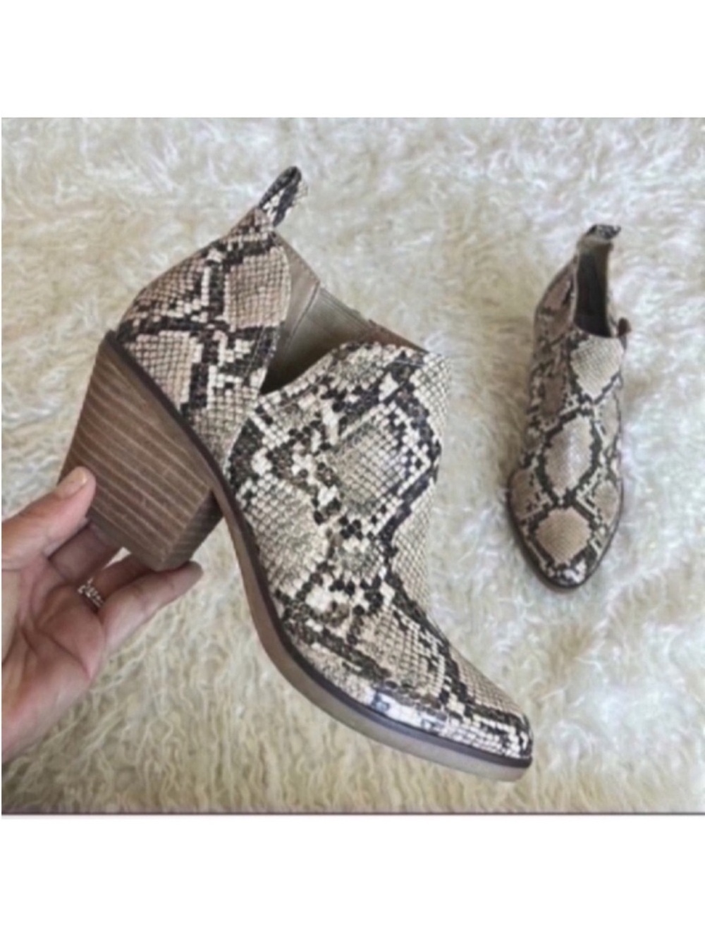 Steve Madden Fresko Leather Snake Cowboy Slip on Heeled Booties/Boots Sz 6.5